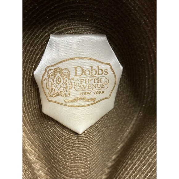 Dobbs Straw Fedora 7 1/8 Wide Green Hat Band Trilby Summer 60s Gentlemen Panama - Picture 9 of 12